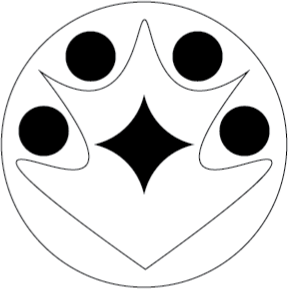 GA Logo with 4 stars and a central shape, monochromatic.